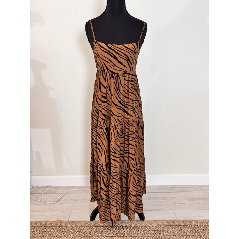 FAITHFULL THE BRAND Women's US 2 Corvina Midi Dress Kenya‎ Animal Print